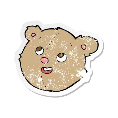 bir çizgi film oyuncak ayı kafa Retro sıkıntılı etiket