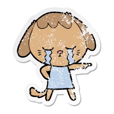 bir çizgi film ağlayan köpek sıkıntılı etiket