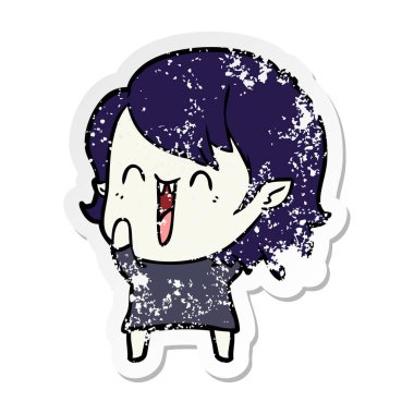 sevimli çizgi mutlu vampir kız sıkıntılı etiket