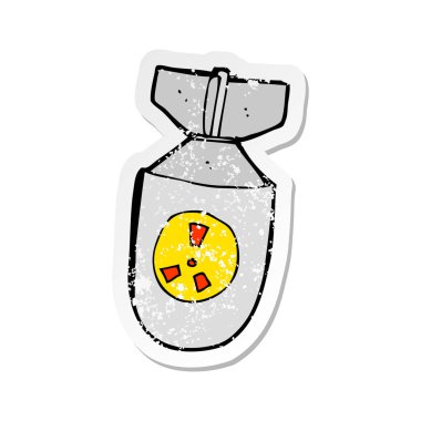 bir çizgi film atom bombasının Retro sıkıntılı etiket