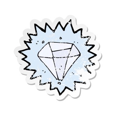 bir çizgi film elmas Retro sıkıntılı etiket