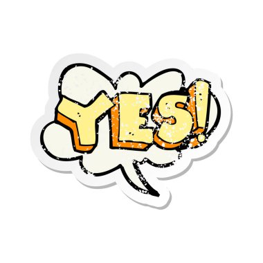 bir karikatür Retro sıkıntılı etiket Evet tasarım öğesi