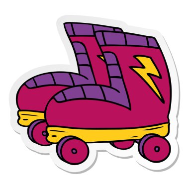 etiket karikatür doodle tekerlekli paten