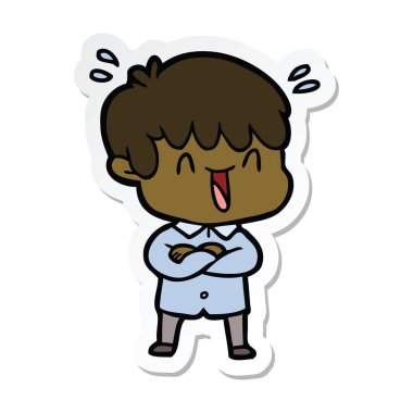 etiket bir karikatür gülen çocuk