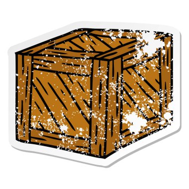 elle çizilmiş etiket karikatür doodle ahşap sandık, sıkıntılı