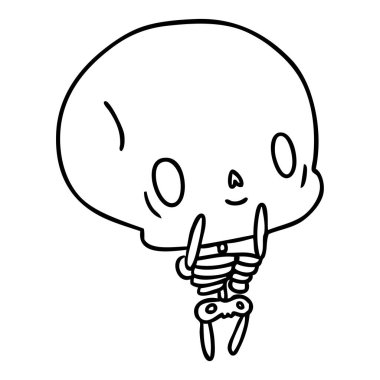 çizim için kawaii şirin ölü iskelet 