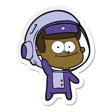 mutlu astronot çizgi film etiketi