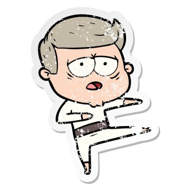 bir karikatür dostum yorgun sıkıntılı etiket