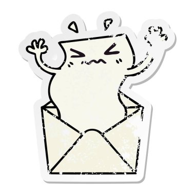 ilginç bir el sıkıntılı etiket çizilmiş karikatür mektup ve env