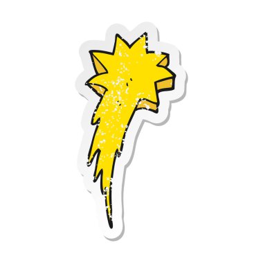 Retro sıkıntılı etiket bir karikatür kayan yıldız sembolü