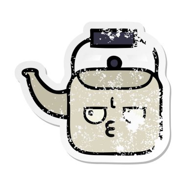 sevimli çizgi Kettle sıkıntılı etiket