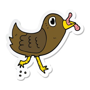 etiket bir karikatür kuş solucanı ile