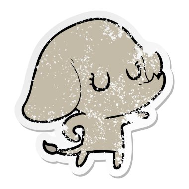 sevimli çizgi fil sıkıntılı etiket