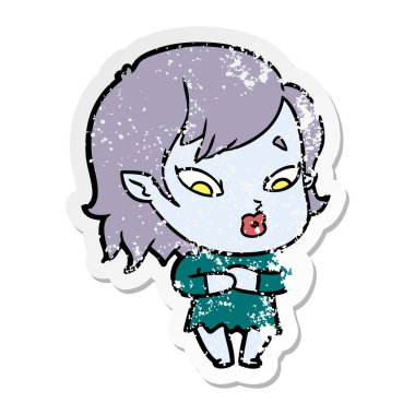 sevimli çizgi vampir kız sıkıntılı etiket