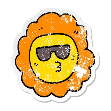 bir çizgi film ayçiçeği sıkıntılı etiket