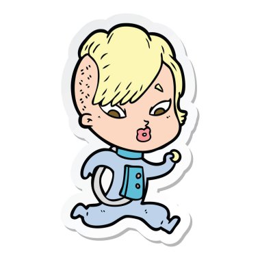 bir çizgi film sürpriz kız etiketi