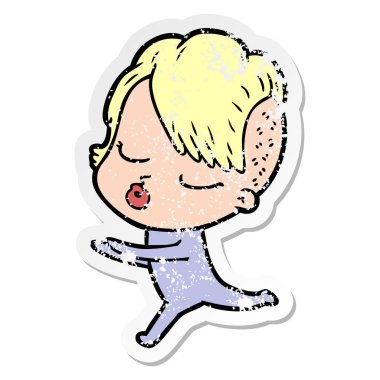 bir çizgi film güzel yeniyetme kızın sıkıntılı etiket