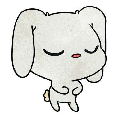 şirin kawaii Bunny serbest el çekilmiş dokulu çizgi film