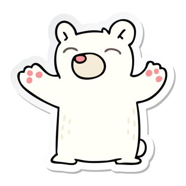 ilginç bir el etiket karikatür kutup ayısı çizilmiş