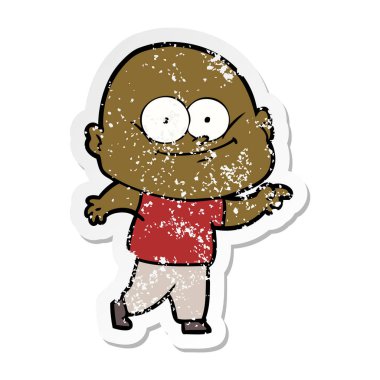 bakan bir karikatür kel adamın sıkıntılı etiket