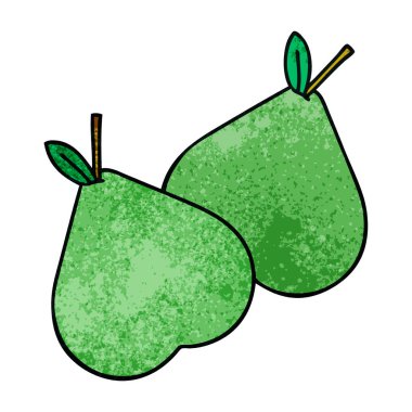 Retro grunge doku karikatür yeşil armut