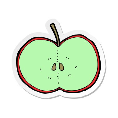 etiket bir karikatür dilimlenmiş elma