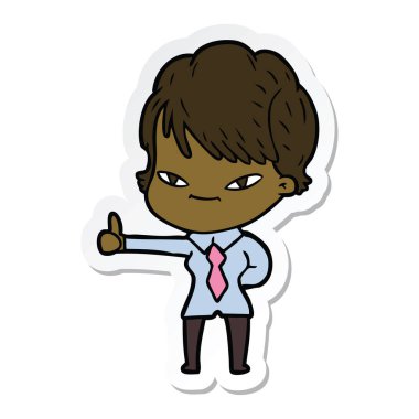 etiket bir karikatür mutlu kadın