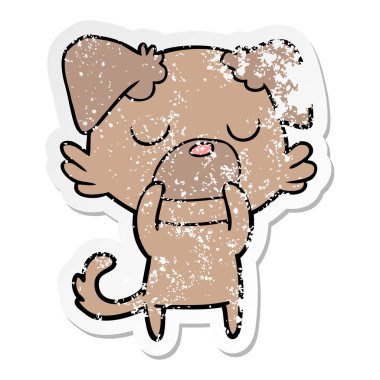 sıkıntılı etiket bir karikatür köpek