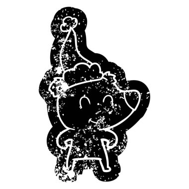 kadın ayı ilginç sıkıntılı simgesi giyen Noel Baba şapkası, çizgi film