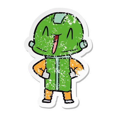 bir çizgi film robot sıkıntılı etiket