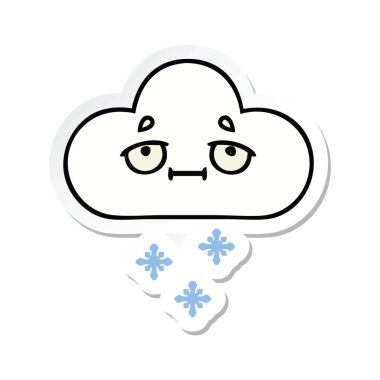 sevimli çizgi kar bulut etiket