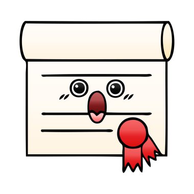 bir sertifikanın degrade gölgeli çizgi film