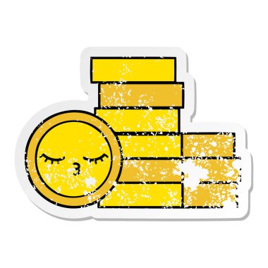 sevimli çizgi sıkıntılı etiket paralar