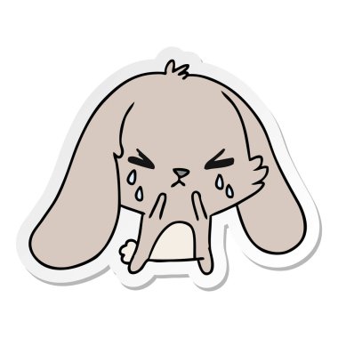 serbest el çekilmiş etiket karikatür şirin kawaii üzgün Bunny