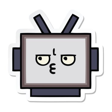 etiket sevimli çizgi robot baş