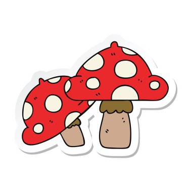 ilginç bir el etiket karikatür mantarlar çizilmiş