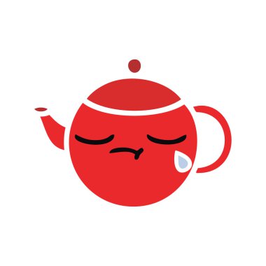 düz renk retro karikatür çaydanlık