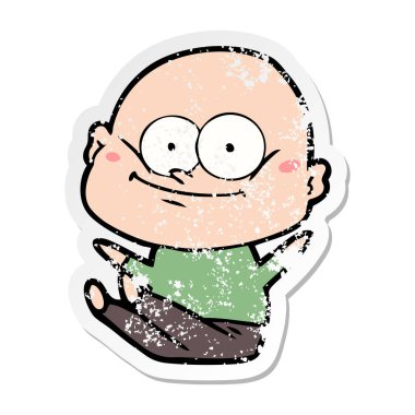 bakan bir karikatür kel adamın sıkıntılı etiket