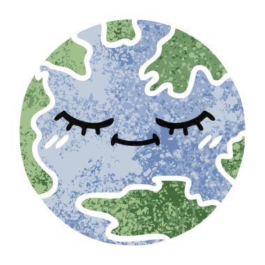 Retro illüstrasyon stil çizgi film planet Earth