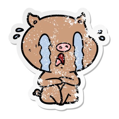 ağlayan bir domuz karikatür sıkıntılı etiket