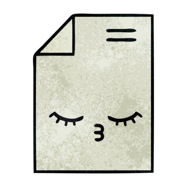 bir yaprak kağıda Retro grunge doku karikatür 