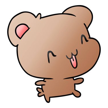 Degrade çizgi film illüstrasyon kawaii şirin mutlu ayı