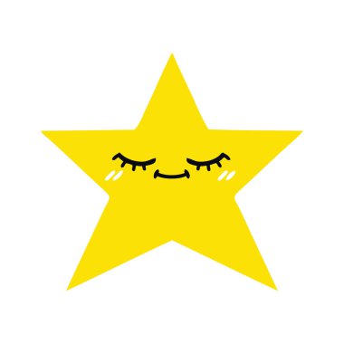 düz renk retro karikatür altın bir yıldız