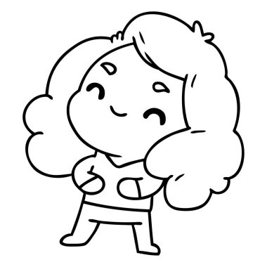 bir şirin kawaii kız çizgi çizme çizimi