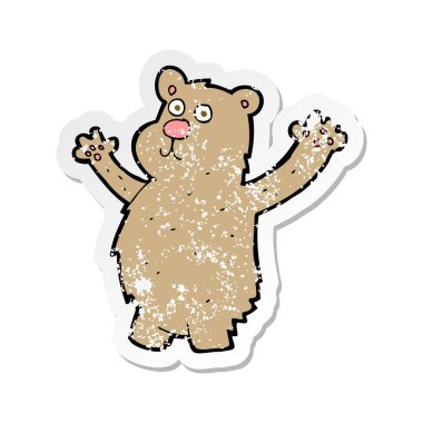 bir karikatür komik ayının Retro sıkıntılı etiket