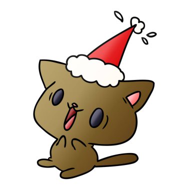 el kawaii kedi Noel degrade çizgi film çekilmiş
