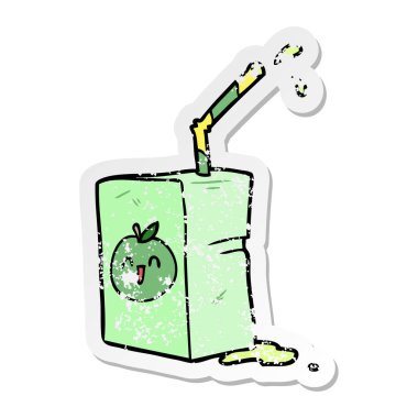 bir çizgi film meyve suyu kutusunun sıkıntılı etiket