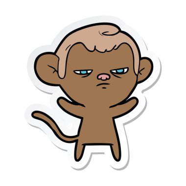 etiket bir karikatür rahatsız maymun