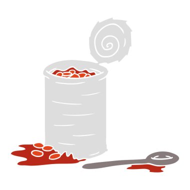 çizgi film doodle açılan bir fasulye konservesi