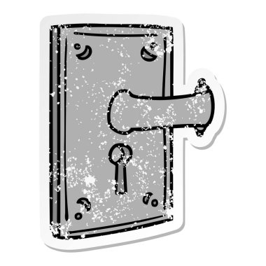 sıkıntılı etiket karikatür doodle kapı kolu